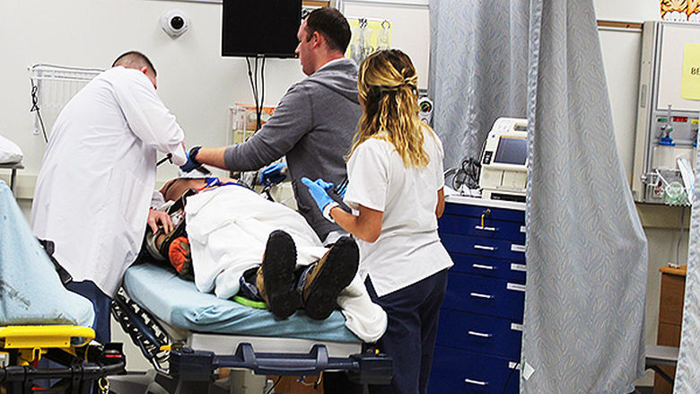 Nursing Students assist in trauma scenario