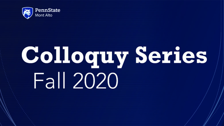 Blue background "Colloquy Series Fall 2020