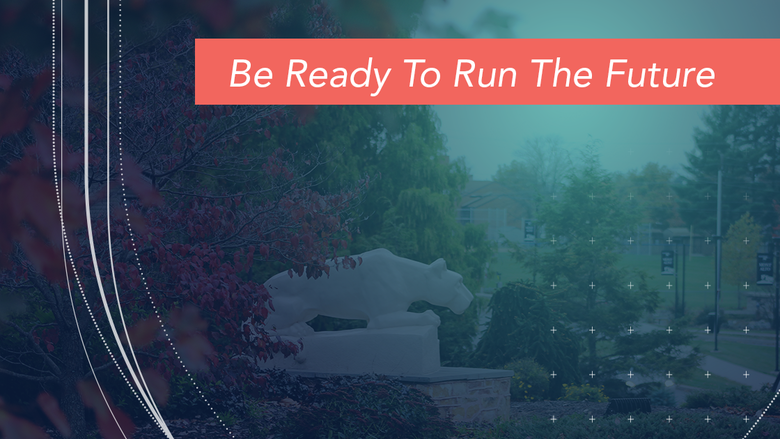 Lion Shrine with "Be Ready To Run The Future"