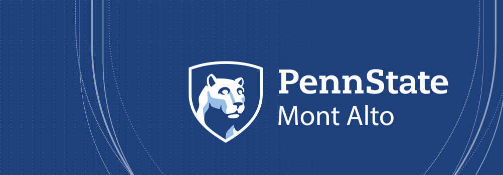Blue background with Penn State Mont Alto logo