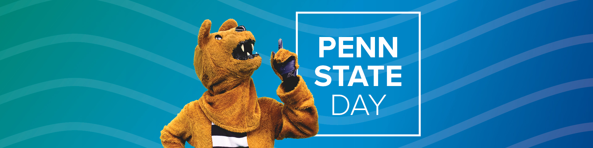 Mascot pointing up with text that reads "Penn State Day"