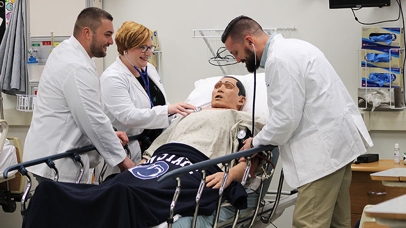 Nursing students at Penn State Mont Alto practice in the lab