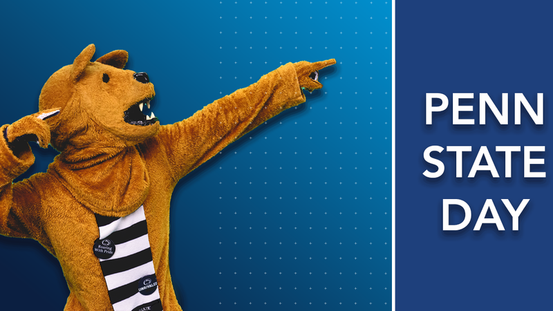 Lion Mascot with Penn State Day Text