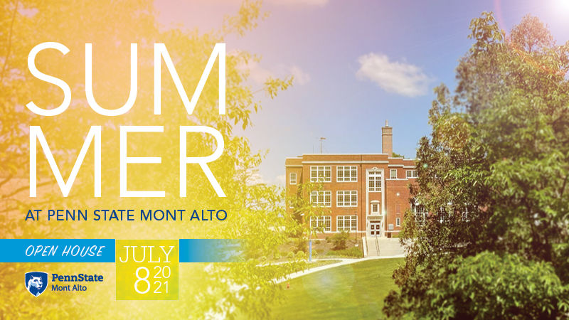 Sunny image of Science and Technology Building "Summer 2021, Virtual Open House, July 8, Penn State Mont Alto" 