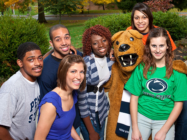 Penn State Mont Alto students surrounding the Nittany Lion mascot