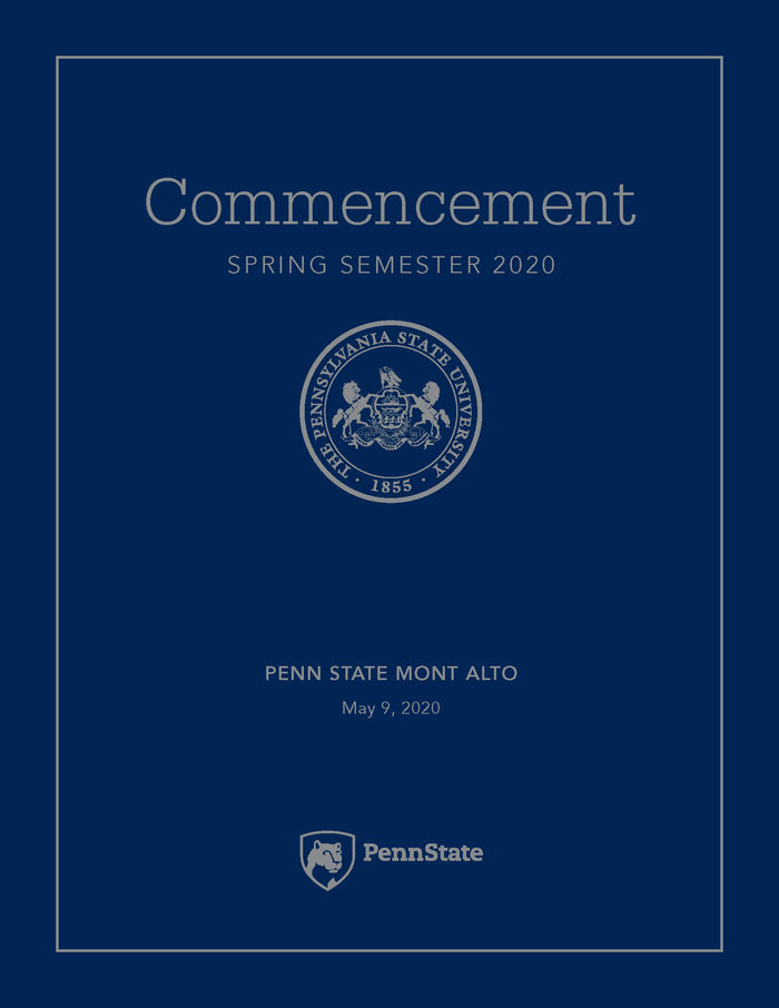 Commencement 2020 Information Penn State Mont Alto