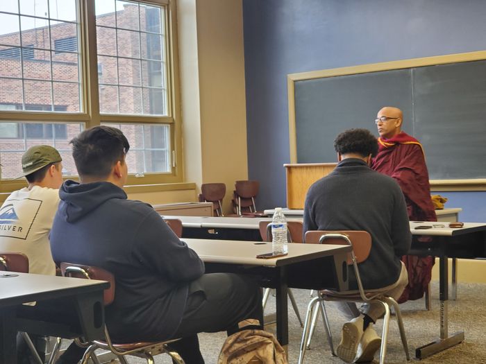 Honors Program students with Venerable Bhante Sujatha