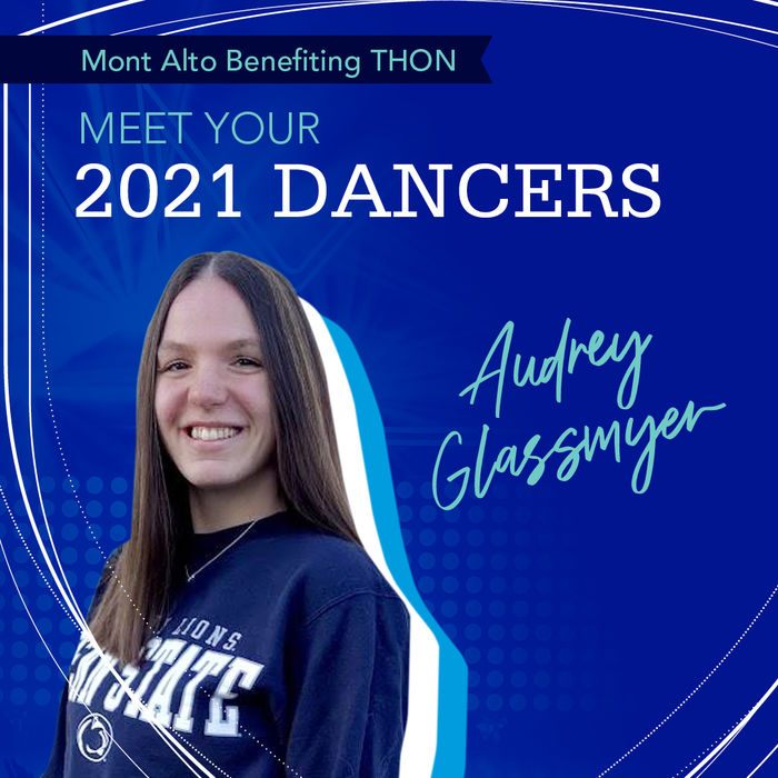 "THON 2021 Dancers Audrey Glassmyer" with photo of student