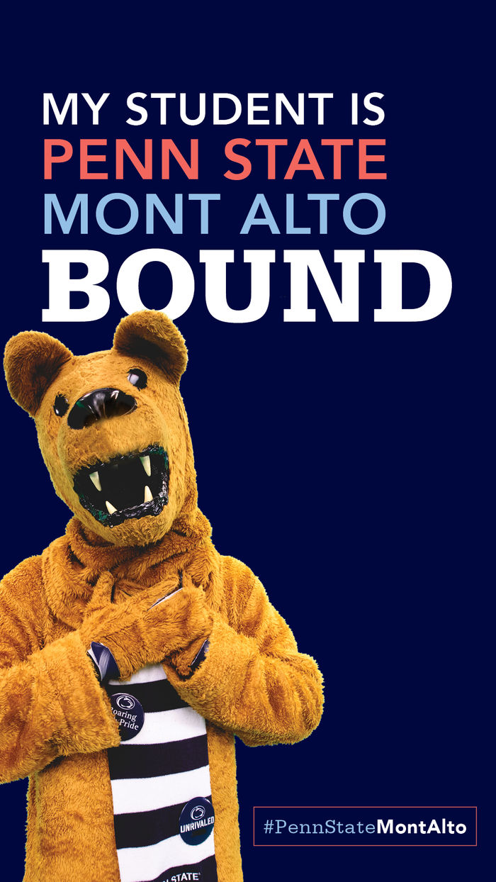 "My Student is Penn State Mont Alto Bound" Lion holding heart
