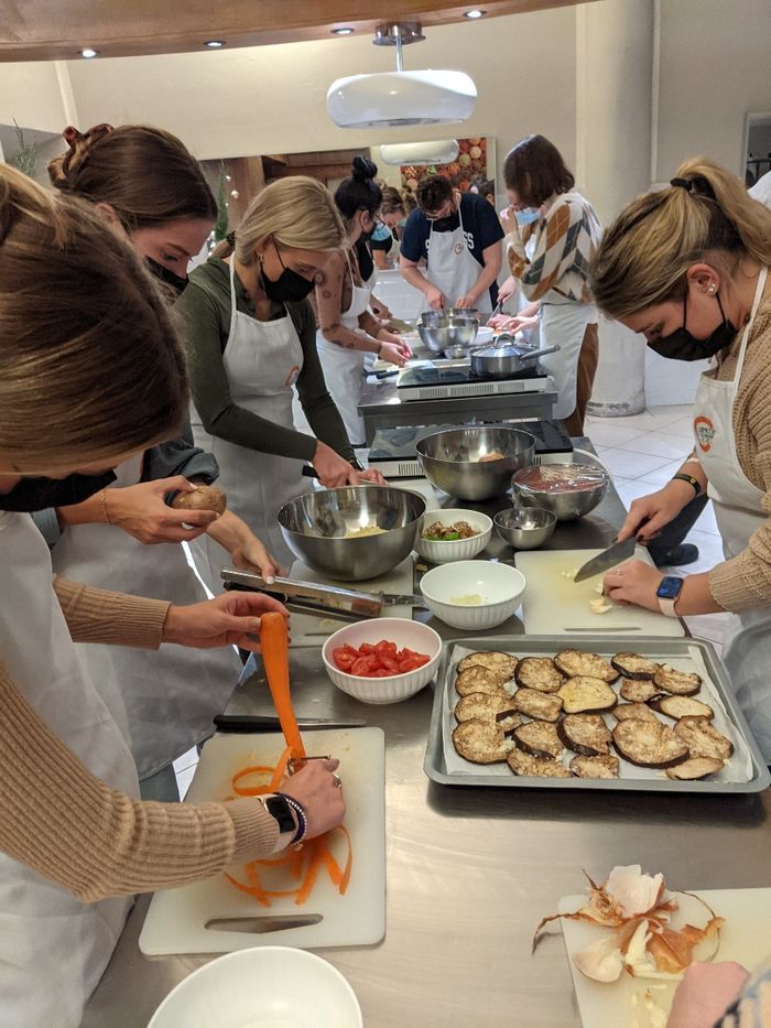 Penn State study abroad students attend a cooking class in Florence, Italy