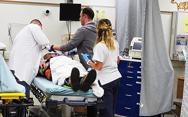 Nursing Students assist in trauma scenario
