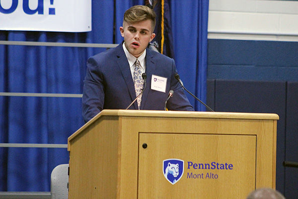 Derek Walters speaks at Penn State Mont Alto Scholarship Social