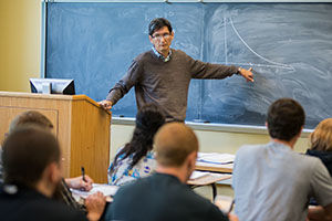 Dr. Ermek Nurkhaidarov teaches a math class at Penn State Mont Alto.