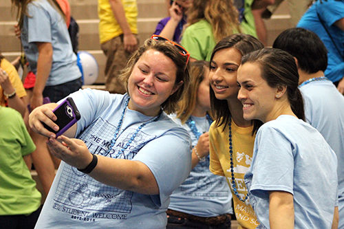 Penn State Mont Alto students take a selfie and text it to Jon Vroman.
