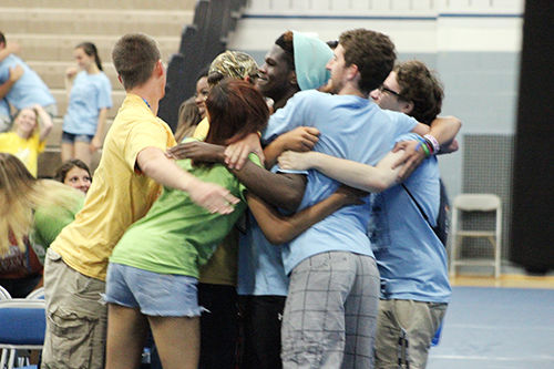 Students at Penn State Mont Alto share a group hug.