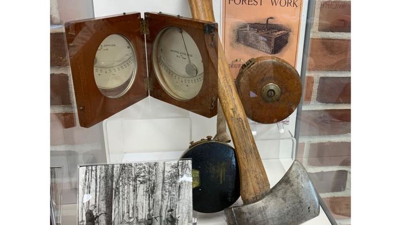 Artifacts from Penn State Mont Alto’s history as the Pennsylvania State Forestry School are on display.