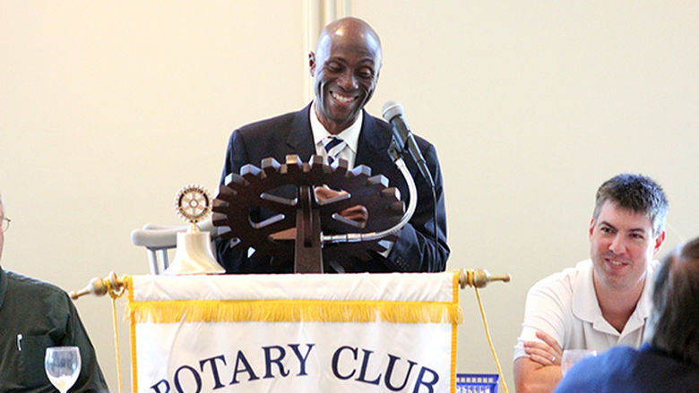 Francis K. Achampong speaks to Waynesboro Rotary.