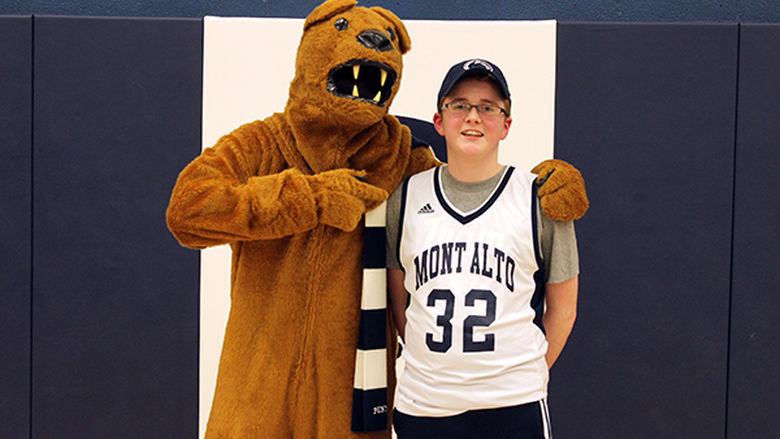 Preston Harris with Nittany Lion