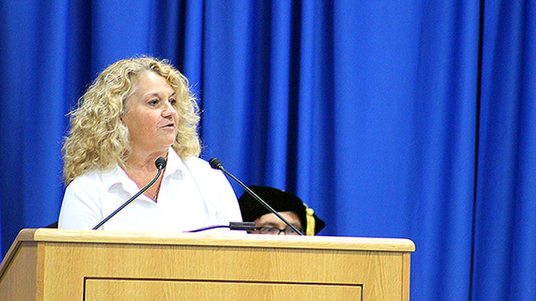 Diane Chamberlin, director of enrollment management, presented the incoming Class of 2016.