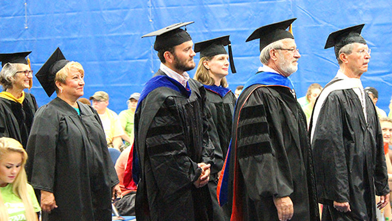 Penn State Mont Alto faculty members recess following the annual Founders Convocation.