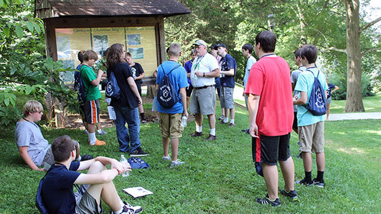 Penn State Mont Alto STEM Camp geocaching activity.