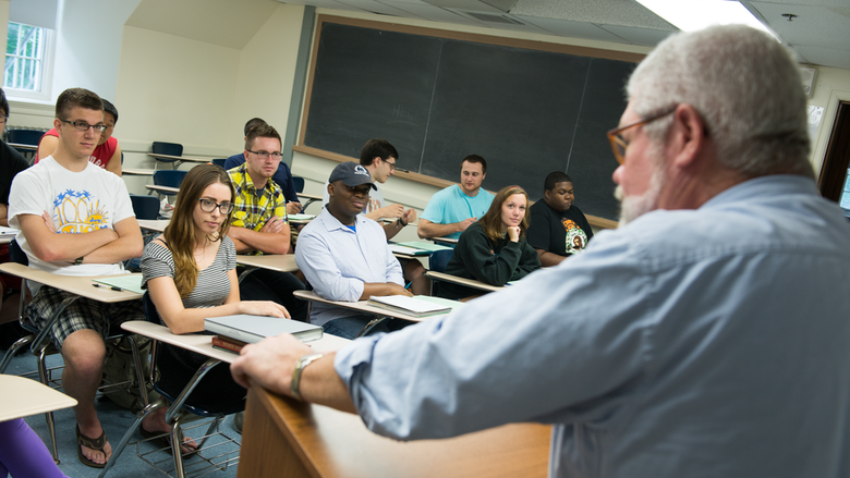 Instructor teaching to class