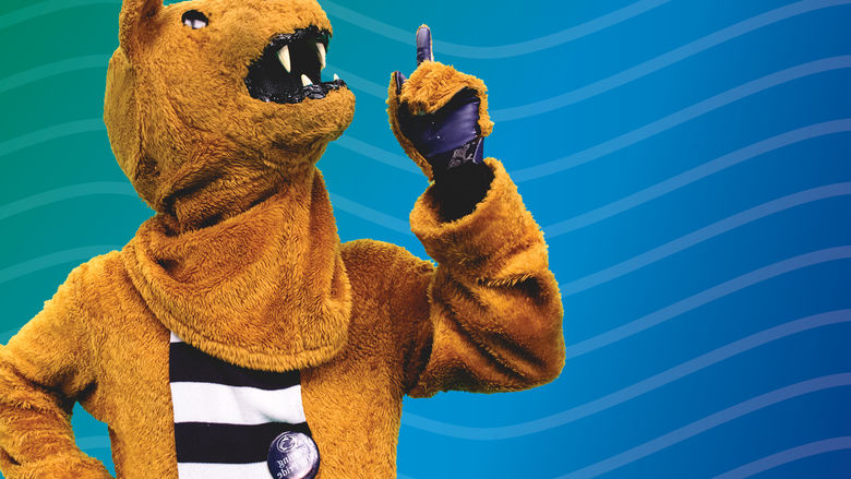 photo of mascot on blue background