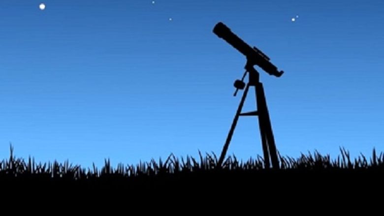 Night sky with telescope