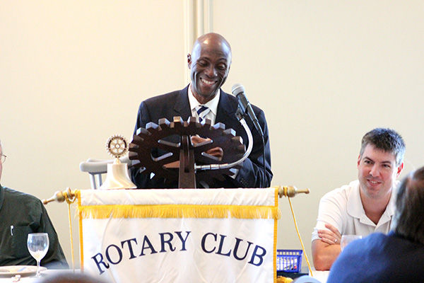 Francis K. Achampong speaks to Waynesboro Rotary.