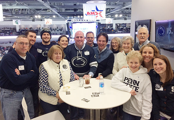 Penn State Mont Alto Alumni gather to watch Penn State ice hockey. 