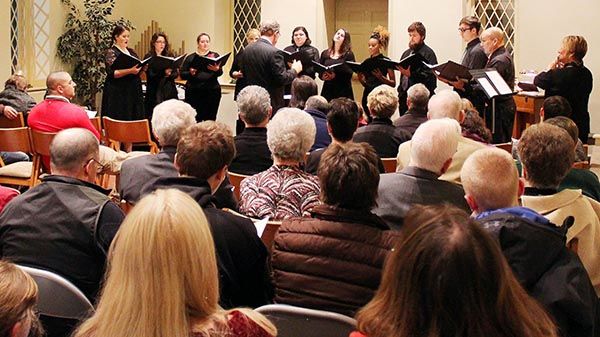 Penn State Mont Alto Chorale perform holiday music in the Emmanuel Chapel. Penn State Mont Alto Chorale Holiday