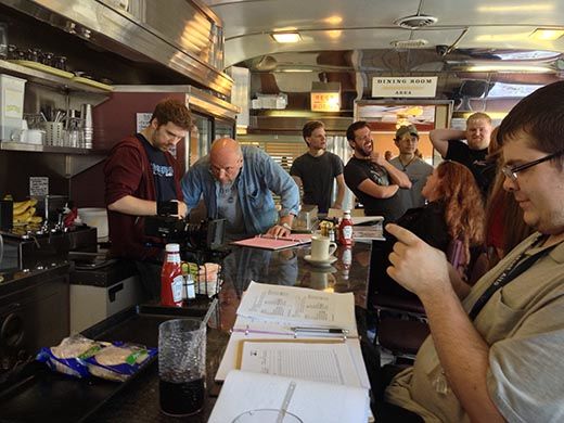 The "Ghosting" film crew at the Lincoln Diner in Gettysburg, Pa.