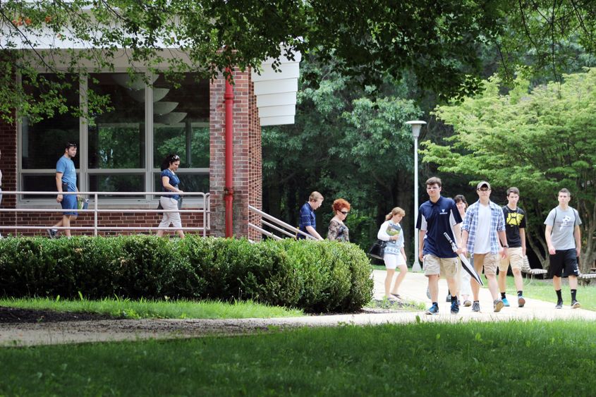 Prospective students tour Mont Alto campus.