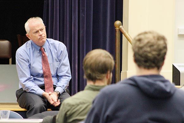 Nick Jones listens to Mont Alto students.