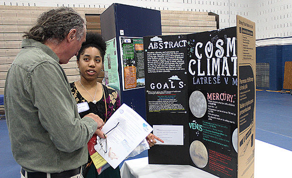 Latrese Morris explains her research project during Penn State Mont Alto's Academic Festival. Latrese Morris Academic Festival Poster
