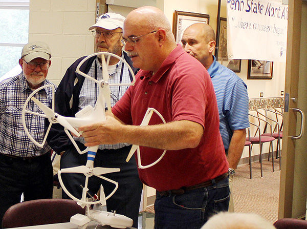 Associate Professor Peter Linehan describes a drone. Associate Professor Peter Linehan describes a drone.