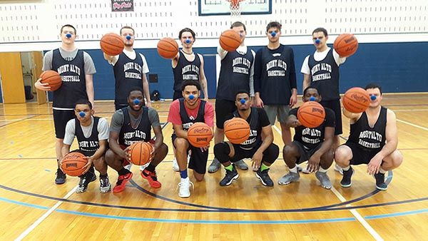 Mont Alto's Basketball Team wear blue noses Mont Alto's Basketball Team wear blue noses