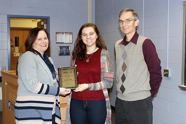 Penn State Mont Alto Physical Therapist Assistant student, Courtney Student (center) receives PennACE award.