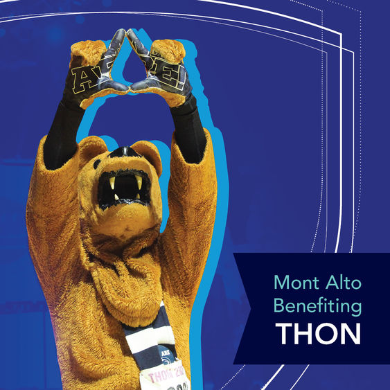 Lion on blue background "Mont Alto Benefitting THON"