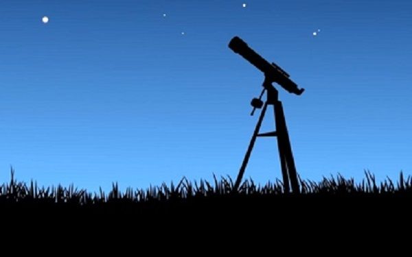 Night sky with telescope